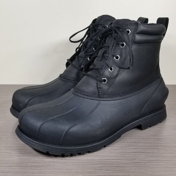 UGG Rain Ready Gatson Mid Boot, Black Waterproof Leather, Mens Size 10 / 43 - Picture 3 of 12
